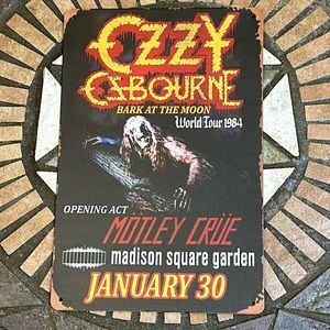 Ozzy Ozbourne Bark at the Moon inspired World Tour Tin Sign